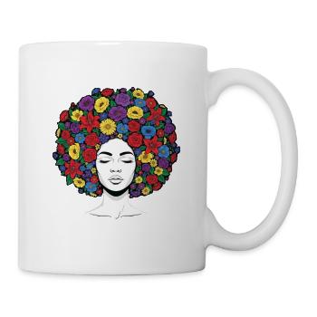 Flower Afro – Black History Melanin Pride - Mug - white - Right