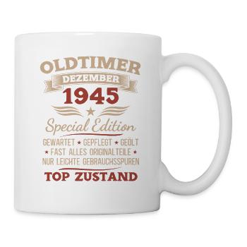 Cadeau du 80e anniversaire Voiture ancienne décembre 1945 - Mug blanc - blanc - Droite