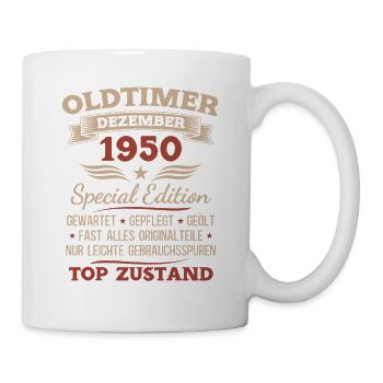 Cadeau pour le 75e anniversaire Voiture ancienne décembre 1950 - Mug blanc - blanc - Droite