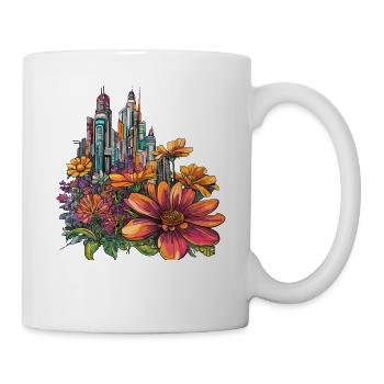 Blühende Skyline Farbexplosion - Tasse - Weiß - Rechts