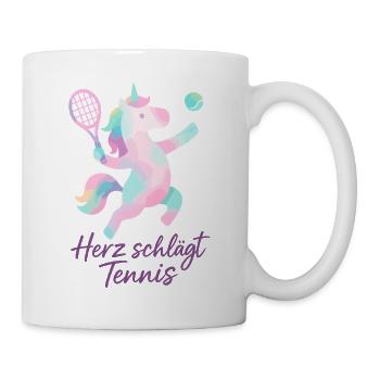 Heart Beats Tennis, Unicorn Love, Tournament - Mug - white - Right