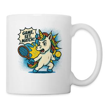 Tennis Unicorn Rétro, match de sets, Fun - Mug blanc - blanc - Droite