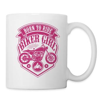 Biker Girl Motorcycle Pink Shield - Mug - white - Right