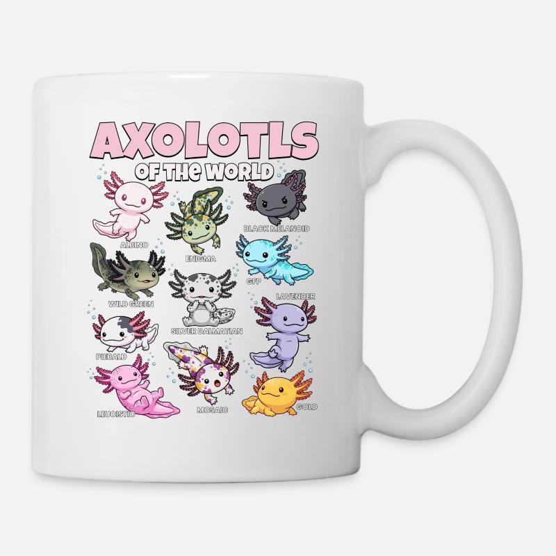 Graphisme éducatif des Axolotls du Monde Kawaii - Mug blanc - blanc