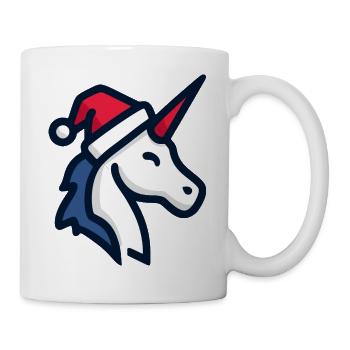 Cooles Einhorn Weihnachtsmütze Zwinkern - Tasse - Weiß - Rechts