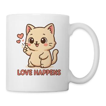 L’amour arrive : chaton au cœur - Mug blanc - blanc - Droite