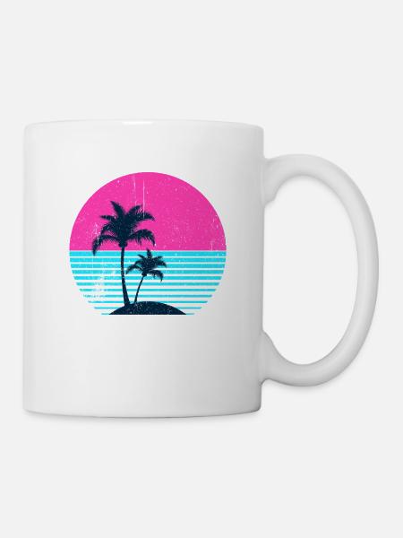 Miami Neon Palmen Sunset - Tasse - Weiß