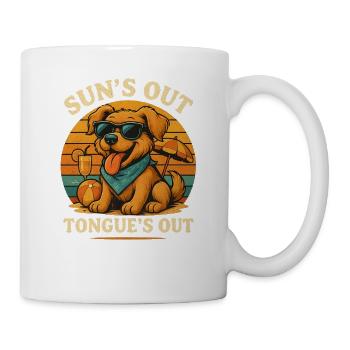 Sun Dog sur la plage – Langue sortie - Mug blanc - blanc - Droite