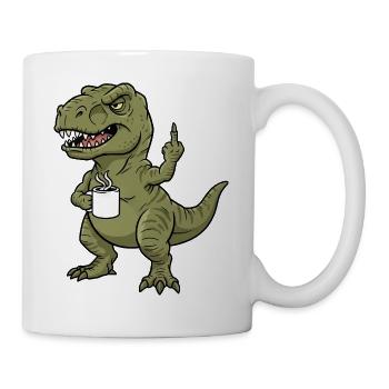 Dino T-Rex Coffee Early Riser Late Riser Office - Mug - white - Right