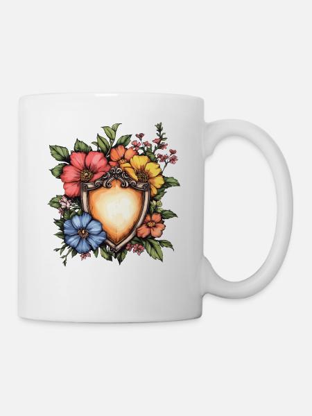 Blumen-Schild im Farbspiel - Tasse - Weiß