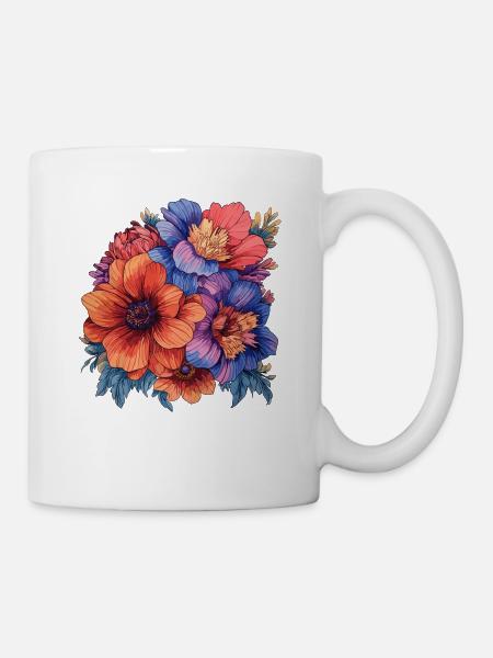 Blütenexplosion Farbpalette - Tasse - Weiß