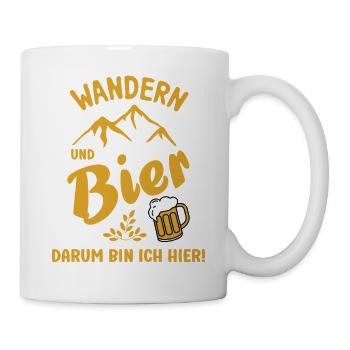 Wandern und Bier darum bin ich hier Bier Sprüche - Tasse - Weiß - Rechts