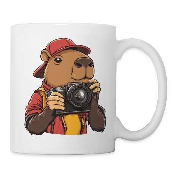 Lustige, coole Capybara-Fotografin mit Kamera - Tasse - Weiß - Rechts