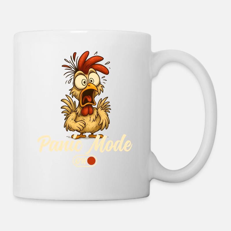Panikmodus Hahn Cartoon - Tasse - Weiß