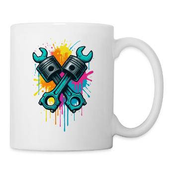 Screwdriver piston design, workshop mechanic - Mug - white - Right