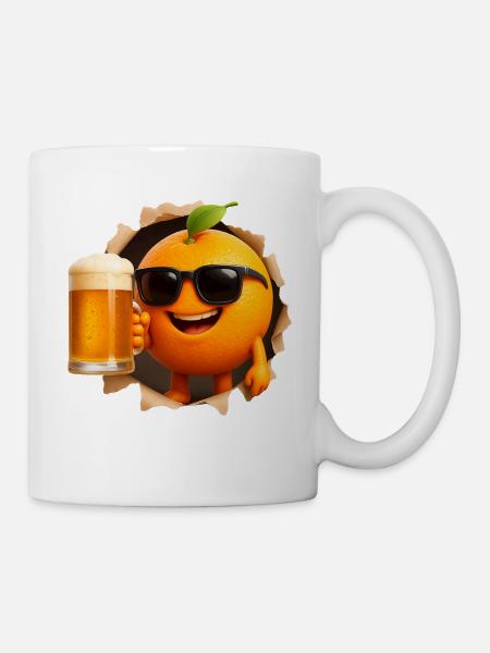 Orange Bier - Tasse - Weiß