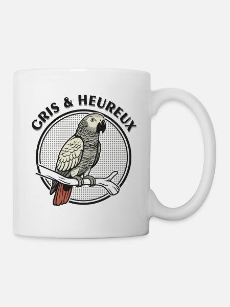 GREY & Happy Parrot – Gabon Grey - Tasse - Weiß