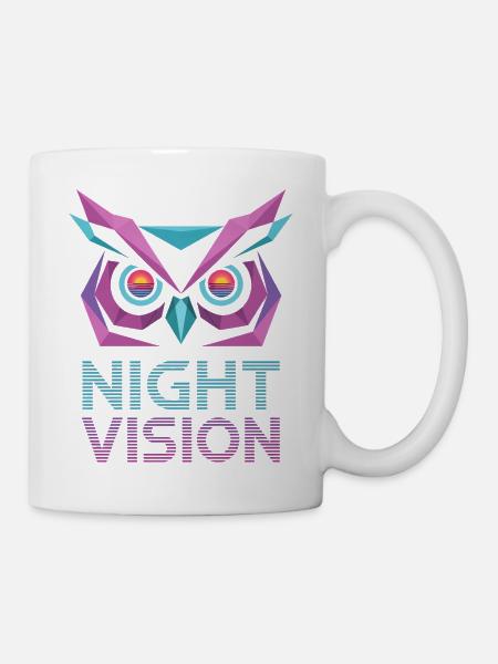 Night Vision Eule Retro Cyberpunk - Tasse - Weiß