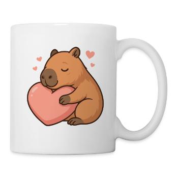 Capybara hugging heart – Sweet Valentine's motif - Mug - white - Right
