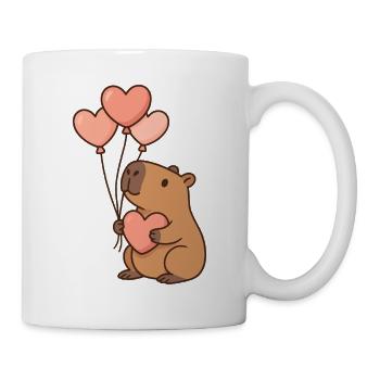 Capybara with Heart Balloons – Cute Valentine's Motif - Mug - white - Right
