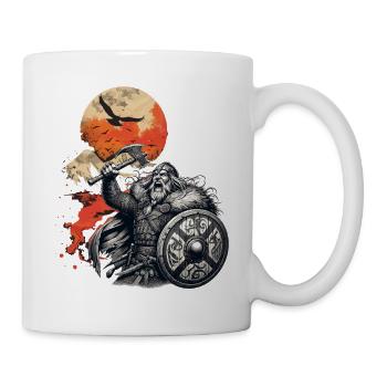 Viking warrior with axe and shield - Mug - white - Right