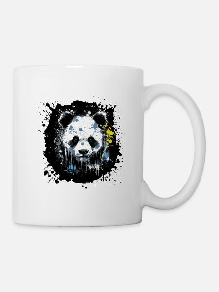 Panda Tinten-Splatter Kunst - Tasse - Weiß