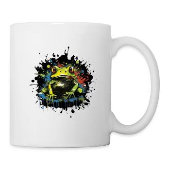Farbklecks Frosch Neon Stil - Tasse - Weiß - Rechts