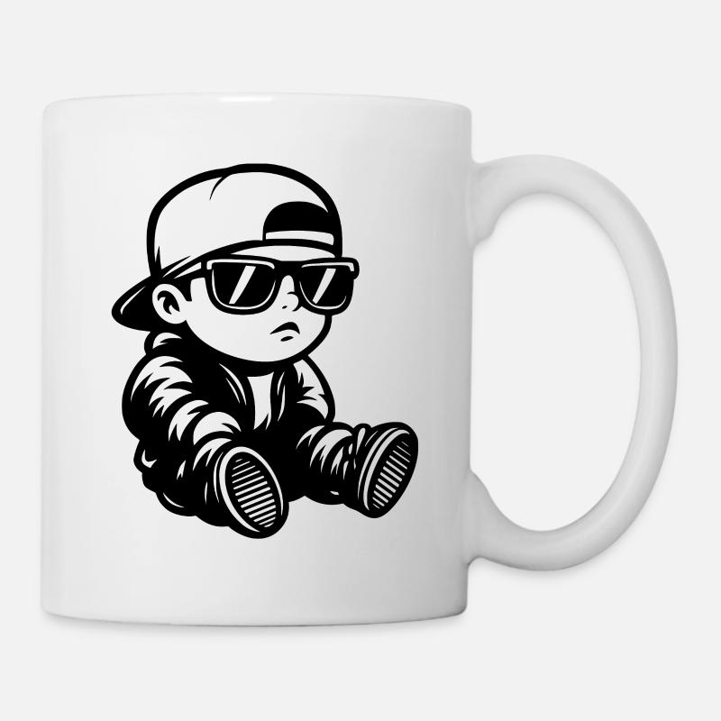 Bébé cool avec des lunettes de soleil et une casquette - Mug blanc - blanc