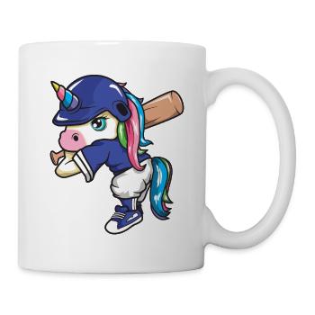 Einhorn-Softballspieler Dabbing Lustiges Sportmädchen - Tasse - Weiß - Rechts