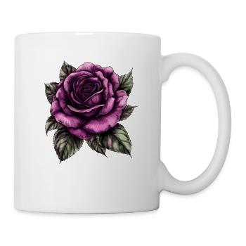 Purpurrose auf schwarzem Hintergrund - Tasse - Weiß - Rechts