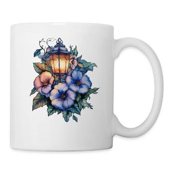 Laternenlicht und Blütenbouquet - Tasse - Weiß - Rechts
