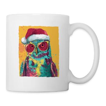 Portrait de Noël de la chouette - Mug blanc - blanc - Droite