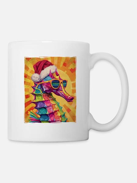 Seepferd Weihnachten Porträt - Tasse - Weiß