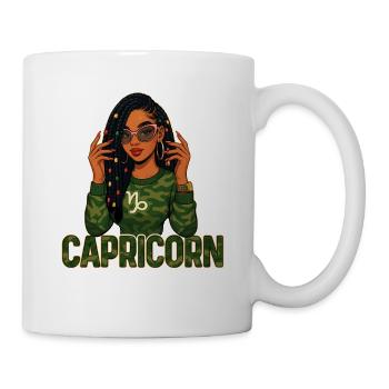 Capricorn Queen – Loc'd Afro Girl Legacy Power - Mug - white - Right