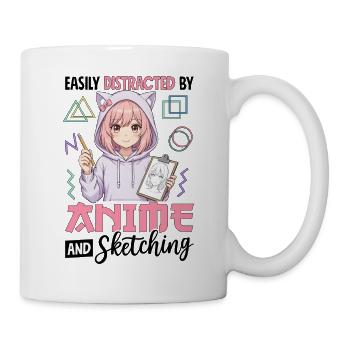 Facilement distrait par l’anime et le dessin - Mug blanc - blanc - Droite