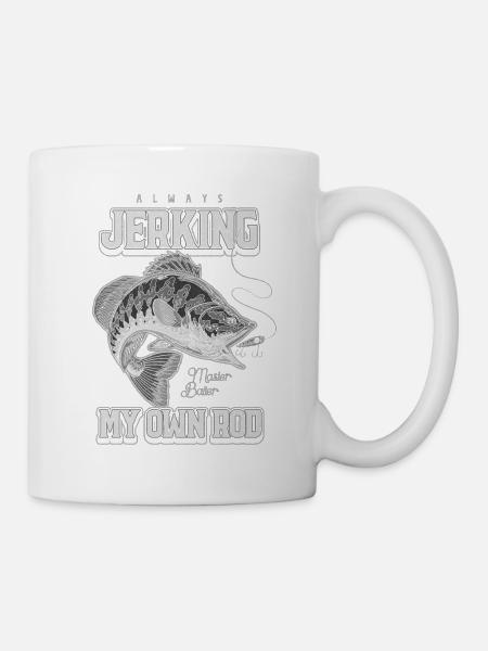 Immer mit meiner Rute zucken, komisches Angeln - Tasse - Weiß