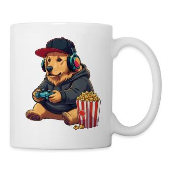 Golden Retriever Gamer Dog With Popcorn - Mug - white - Right