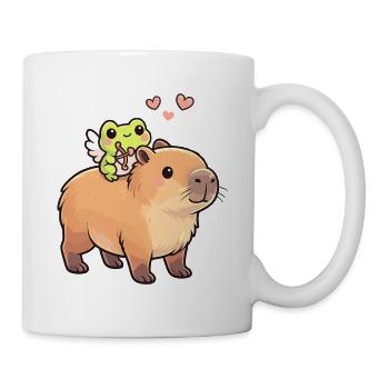 Capybara & Amor-Frosch – Süßes Valentinsmotiv - Tasse - Weiß - Rechts