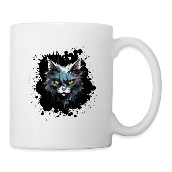 Katzenkopf Neon Splash - Tasse - Weiß - Rechts