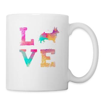 Watercolor Corgi Love Dog Owner Art Colorful Gift - Mug - white - Right