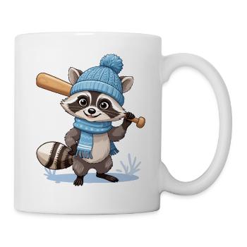 Winter raccoon with baseball bat - Mug - white - Right