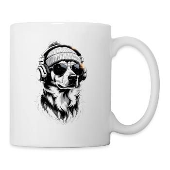 Beats Border Collie avec des écouteurs - Mug blanc - blanc - Droite