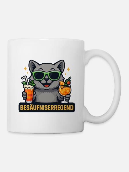 Katzenbar Partyheld mit Drinks - Tasse - Weiß