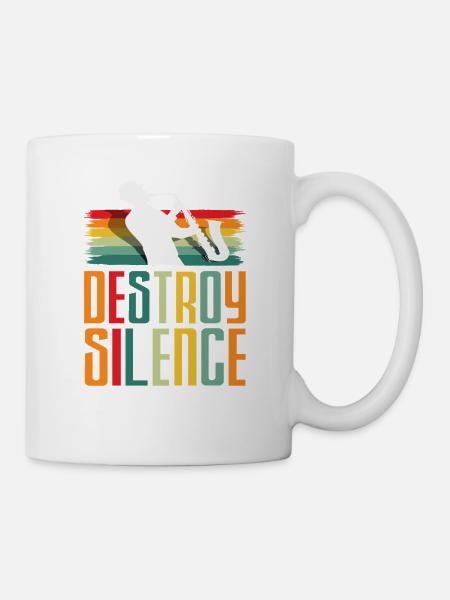 Retro-saxophon Saxophonist Destroy Silence - Tasse - Weiß