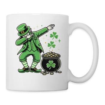 Funny Leprechaun Dabbing Shamrock Gold Coins - Mug - white - Right
