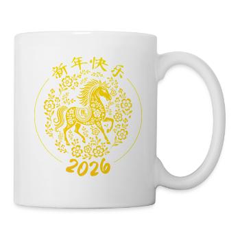 Jahr des Pferdes 2026 Chinesisches Tierkreis Chinesisches Neujahr - Tasse - Weiß - Rechts