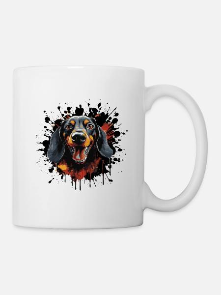 Hunde-Porträt Farbspritzer - Tasse - Weiß