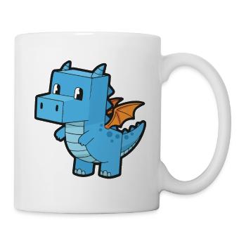 Niedlicher Cartoon-Blauer Drache – Dinosaurier - Tasse - Weiß - Rechts