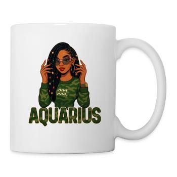 Aquarius Queen – Loc'd Afro Girl Rebel Spirit - Mug - white - Right