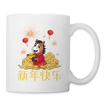 Jahr des Pferdes 2026 Chinesisches Tierkreis Chinesisches Neujahr - Tasse - Weiß - Rechts
